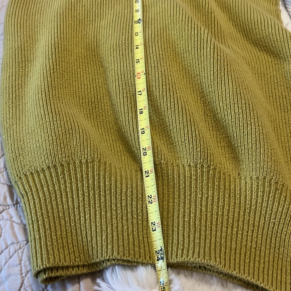 Free People Oversized Chartreuse Cream Tan Colorblock Crew Neck Sweater Sz M - Picture 11 of 11